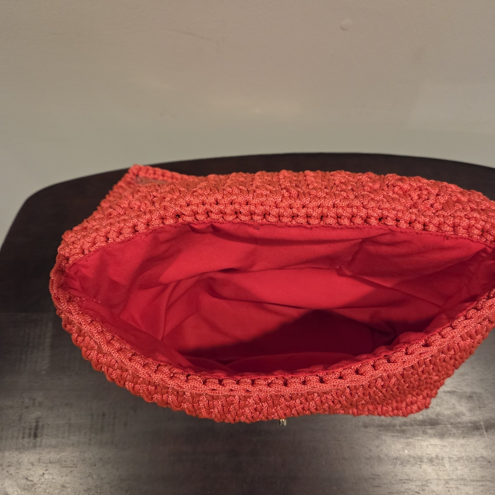 Vibrant Red Crochet Wristlet